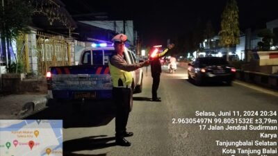 Ciptakan Kamtibmas Aman, Satlantas Polres Tanjungalai Patroli Blue Light