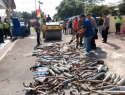 Ratusan Knalpot Brong Dimusnahkan Satlantas Polres Binjai