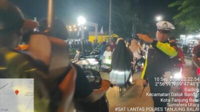 Antisipasi Kejahatan Jalanan, Sat Lantas Polres Tanjungbalai Gelar Blue Light Patrol