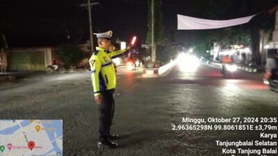 Cegah Gangguan Kamtibmas, Sat Lantas Polres Tanjungbalai Gelar Blue Light Patrol