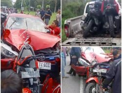 Mobil Sedan Tabrak 2 Sepeda Motor di Jalan Bandara KNIA, 4 Korban Luka