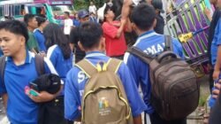 Bus Rombongan Pelajar SMAN 1 Tigabinanga Kecelakaan Nyaris Masuk Jurang di Sibolangit