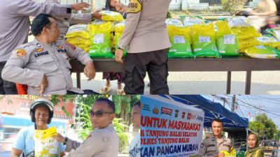 Polsek Tanjungbalai Selatan Gelar GPM, 400 Karung Beras Ludes