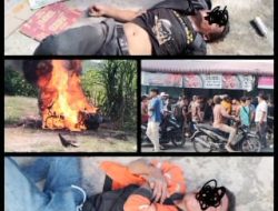Dua Maling Babak Belur Diamuk Massa di Batang Kuis, Sepeda Motor Dibakar