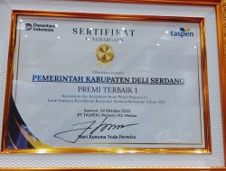 Pemkab Deliserdang Terbaik I Pembayaran Premi Iuran Wajib Pegawai 8%, JKK dan JKM Caturwulan II