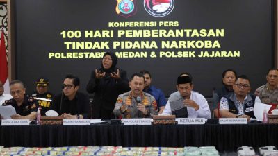 100 Hari Berantas Narkoba, Polrestabes Medan Ungkap 150 Kg Sabu 60 Ribu Ekstasi Dan 718 Tersangka