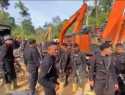 Ratusan Personil Brimob Bersenjata Lengkap Kawal Alat Berat Tambang Emas Ilegal Tapsel–Madina
