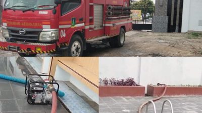 Terbengkalai Dan Disorot DPRD! Pemko Tebingtinggi Panik, Mobil Damkar Ikut Sedot Air Berlumut Kolam Renang Rp3,2 Miliar