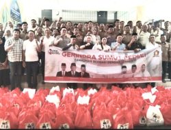 Jelang Idul Fitri, DPD Gerindra Sumut Berbagi 500 Sembako pada CS dan Sekurity