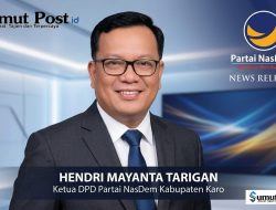 Hendri Mayanta Tarigan Resmi Pimpin DPD Partai NasDem Kabupaten Karo Periode 2026-2029
