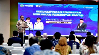 Asisten Administrasi Umum Setdaprov Sumut Muhammad Suib membuka kegiatan ‘Pendampingan Penerapan Kebijakan Pemerintah Digital Regional Sumatera Tahun 2026. (Diskominfo Sumut for Sumutpost.id)