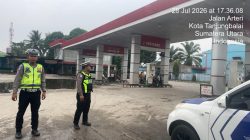 Antisipasi Kelangkaan BBM, Satlantas Polres Tanjungbalai Patroli di SPBU