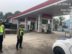 Antisipasi Kelangkaan BBM, Satlantas Polres Tanjungbalai Patroli di SPBU