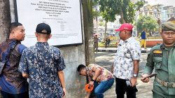 Pemko Binjai Bongkar Bangunan Liar di Depan Masjid An Nur